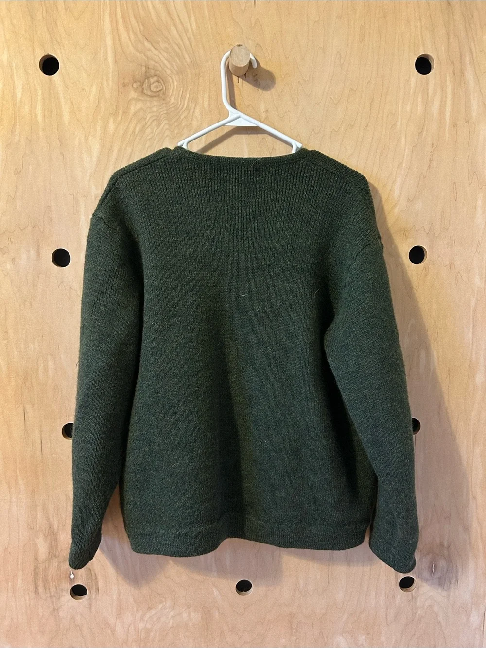 Olive Green 100% Virgin Wool Cardigan Sweater